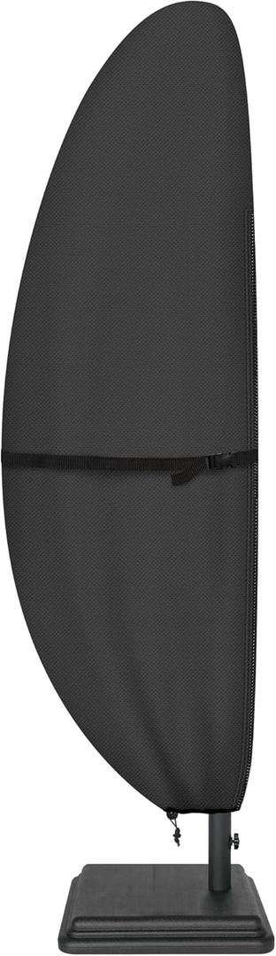ULTCOVER Patio Parasol 600D Waterproof Outdoor Offset Banana Style Umbrella Cover - Fits Cantilever Offset Umbrella 7.5-11.5 Feet, Black