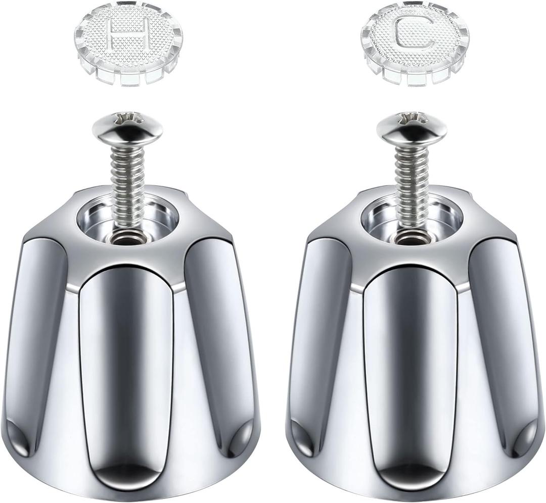 Enhon 2 Piece Shower Knob Replacement, Hot and Cold Faucet Knobs Compatible with Price Pfister Verve Tub Shower, Include 2 Faucet Handles and 2 Screws for Remodeling Trim Kit(Chrome)