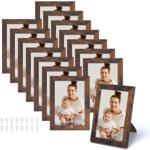Edenseelake 4x6 Picture Frame Set of 15, Rustic Brown Wood Photo Frame 4 by 6 for Wall or Tabletop Display