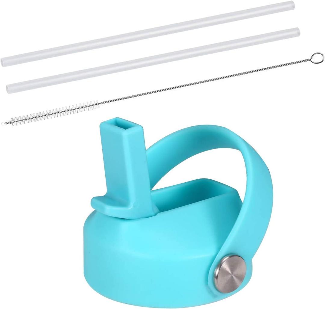 2 x HYDROWION Straw Lid for Hydro Flask Wide Mouth, Flex Straw Lid Compatibility Most Sports Water Bottle 12 16 18 20 32 40 64 oz, Straw Lids for Simple Modern Ascent Water Bottle (Mint)