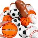 Leyndo 50 Pack 4" Extra Large Sports Stress Balls Bulk PU Squeeze Foam Balls Basketball, Football, Baseball, Soccer, Fidget Toy for Tension Relief Sport Party Favors Class Prizes Kids Adult