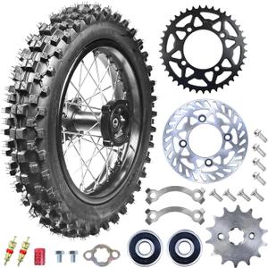 3.00-14 90/100-14 Dirt Bike Rear Rim Wheel Tire With 15mm Bearing for 125cc 140cc 150cc 160cc Kayo TT140 TTR125 RM80 RM85 KLX140R DB17 DB27X-Motos Apollo RFZ DB-X18 SSR SR150 Baja Pit Bike