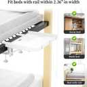 Foldable Bedside Shelf, Metal Clip-On Bed Tray Table for Bunk Bed & Dorm Beds, Dorm Room Essentials Organizer for College Students, Floating Tray, Space Saving Nightstand for Loft Beds (White, Small)