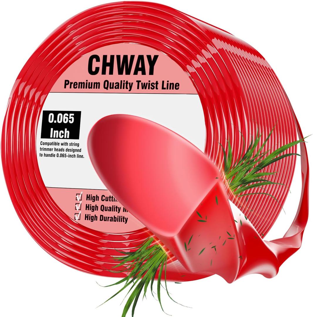 065 Weed Wacker String, 280FT Twisted Weed Eater String, String Trimmer Line Fits Medium & Heavy Grass & Weeds, 065 Trimmer String for Universal Replacement, Weedeater Line of Red Premium Nylon
