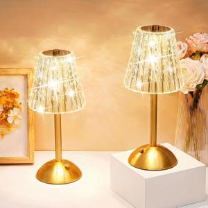 Liliful 8 Pcs Cordless Table Lamp Rechargeable Touch LED Small Gold Portable Battery Operated USB-c Desk Lamp 3 Color Dimmable for Bedroom Living Room Dining (Gold,Classic Style)