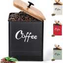 Airtight Coffee Canister-Coffee Container, Airtight 40 oz Large Iron Black Storage Container for Coffee Grounds, Beans, Pods & More,Coffee Bar Accessories & Gifts