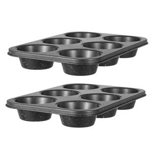 Walooza Jumbo Muffin Pan 2 Pack, Nonstick 6 Cup Muffin Tin, Extra Large Cupcake Pan for Baking, Giant Muffin & Cupcake Mold, Carbon Steel Muffin Tins, 3.3'' Cup Diameter