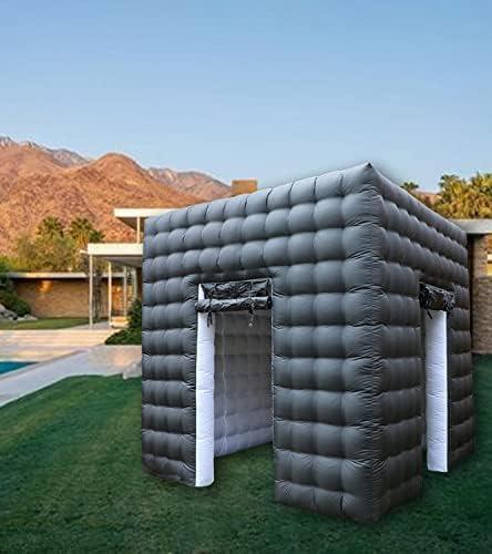 Inflatable Photo Booth Enclosure 2 Doors,Inflatable Tent (8.2 X 8.2 Ft) with Led Lights,Use in Advertising, Bars, Events, Trade Shows, Photo Booth Companies (Black)