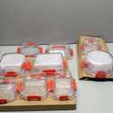 NutriChef 24 Piece Glass Food Storage Containers with Lids - Airtight Glass Meal Prep Containers, Bento Lunch Boxes, Hinged Lock Lid, For Meal Prep, Kitchen Storage, Freezer (12 Containers & 12 lids) (Red)