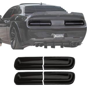 Smoked Tail Light Covers Rear Light Guards for 2015-2024 Dodge Challenger, Exterior Accessories Trim Kit Smoked Black 4PCS