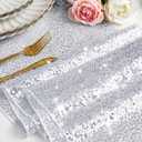 RUDONG M 2 Pack Silver Sequin Table Runner 12 x 108 Inch, Rectangle Glitter Table Runner Dining Table Centerpiece Decorations for Weddings, Banquet, Holiday, Birthday Party