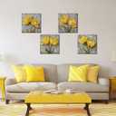 HJY Art Yellow Tulip Wall Art, 4pcs Framed Canvas Prints, 12x12 inches, Rustic Floral Theme, Multi-room Wall Decor (Yellow gray and black)