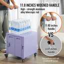 Folding Utility Cart Portable Rolling Crate Handcart Shopping Trolley Collapsible Tool Box, with Lid, on Rotate Wheels, for Grocery, Shopping, Office, Teacher, Camp,File (Purple)