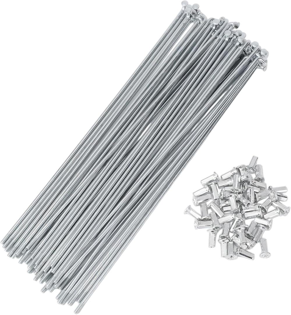 ACROPIX 48 Set 10G Bicycle Spokes Bike Wheel Spokes Carbon Steel Galvanized Silver Tone (250mm)