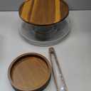 Large Glass Salad Bowl with Lid Set, 5.7 L Decorative Glass Mixing Bowl, Trifle and Serving Bowls with Lids as Cheese Charcuterie Board and Plate, Comes with Wood Serving Utensils