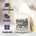 Funny Dear Sister Candle, Sister Gifts, Happy Birthday Gift Ideas for Her from Sisters Brother, Graduation Gifts for Sis, Happy Mothers Day Sisters, Lavender Scented Candle