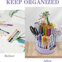 2 x 360Degree Rotating Desk Organizer, 10 Slots Pencil Pen Holder for Desktop, Cute Rotating Desk Pen Organizer Storage Caddy for Office, School, Home, Art Supply, Teacher (Purple)