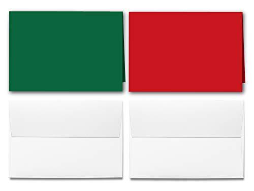 Desktop Publishing Supplies Blank Christmas Greeting Cards - Holiday Red and Green A2 (4.25" x 5.5") Half Folding Cards with White Envelopes - Makes 30 Sets