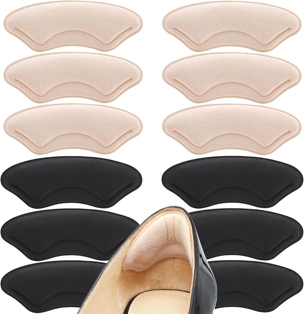 6 Pairs Heel Cushion Liners for Big and Loose Shoes - Protectors for Blisters, Friction and Pain - Anti-Slip Grips to Make Shoes Fit Tighter