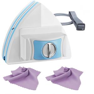 Magnetic Glass Cleaner Tools - Double Sided Windows Glass Cleaner Wiper for 5-25mm Single Double Glass with 2 Pc Pink Microfiber Cleaning Cloth 5-Files Adjustable Windshield Cleaner Tool for High-Rise