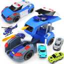 CORPER TOYS Deformation Police Car Toys Playset for Kids with Launchable Missile, Helicopter and Vehicles Set for Boys and Girls Gift for Christmas Birthday