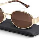 livho Quiet Luxury Polarized Sunglasses - Oval Glossy Metal Frame, UV400 Protection Shades for Everyday