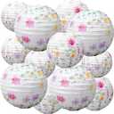 Baquler 12 Pcs Spring Wildflower Paper Lanterns Party Decorations Pink Purple Floral Hanging Lanterns 3 Styles for Baby in Bloom Baby Shower Wedding Garden Tea Summer Home Indoor Outdoor Party Decor
