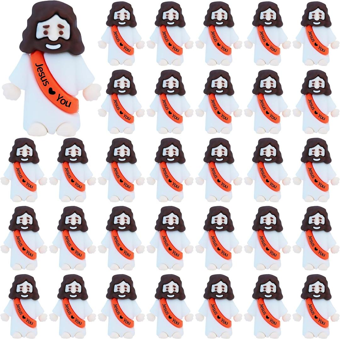 ILHSTY 32 Pcs Little Jesus Figures  Mini Rubber Jesus Toys Jesus Love You for Easter Egg Fillers Egg Hunts Religious Party Favors Gifts Hide and Seek Baptism Gifts Sunday School (Orange) ILHSTY 32 Pcs Little Jesus Figures  Mini Rubber Jesus Toys Jesus Love You for Easter Egg Fillers Egg Hunts Religious Party Favors Gifts Hide and Seek Baptism Gifts Sunday School (Orange)
