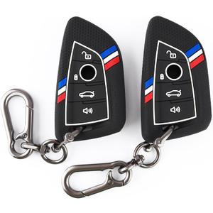 SUGOPADEN 2Pcs Key Fob Cover Compatible with BMW X1 X2 X3 X4 X5 X6 X7 2 3 4 5 6 7 8 Series M2 M3 M4 M5 M8 I4 Z4 2015-2026, Silicone, Black