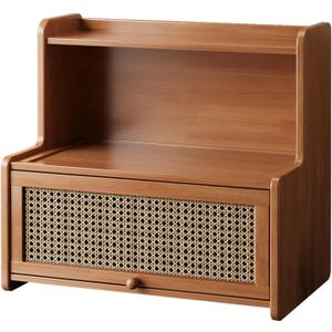 3-Tier Countertop Organizer Rack, Amber Frosted Acrylic Storage Shelf for Coffee Mugs, Tea Cups, Drinkware, Makeup & Kitchen Essentials, Freestanding Tabletop Display Stand, 50cm, Brown