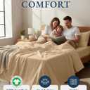 LANE LINEN 100% Organic Cotton Bed Sheets King Size, Fully Elasticized Reinforsed Seams in Fitted Pocket, Machine Washable Naturally Cooling All Season King Sheet Deep Pocket Bedding- Linen