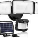 LEPOWER 1600LM LED Solar Security Lights Motion Outdoor, 5500K White Light, IP65 Waterproof Outdoor Flood Solar Light for Yard, GarageBlack