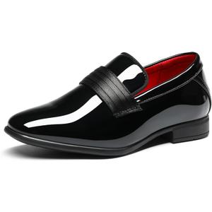 Bruno Marc Boys Dress Shoes Slip-on Loafers Formal Tuxedo Shoes (4 Big Kid, Bright Black)