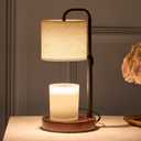 Candle Warmer Lamp with Timer, Dimmable Wax Warmer Candle Lamp for Jar Candle with 2 Bulbs, Christmas Birthday Gifts for Women Mom, Home Decor for Room, Bedroom, Kitchen-Linen Fabric