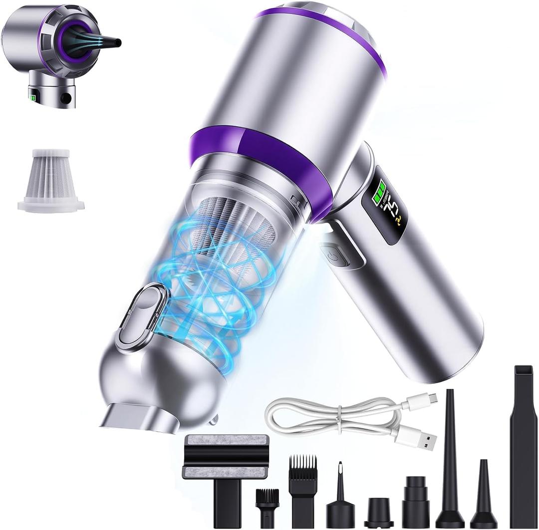 Car Vacuum Portable Cordless, 22000PA High Power Handheld Vacuum Cordless with Brushless Motor & LED Light, Small Vacuum for Car, Home, Pet, Office