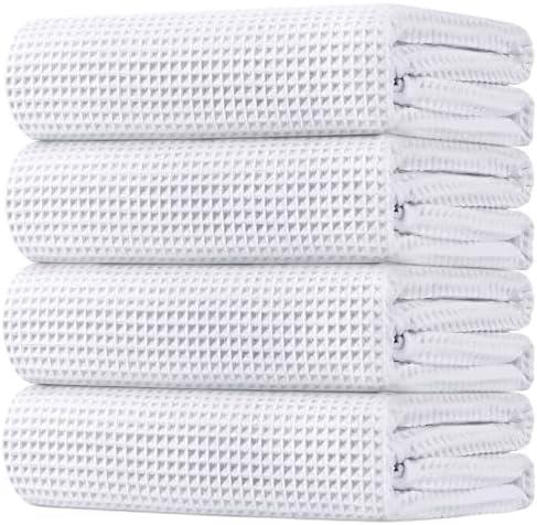 HOMEXCEL Waffle Bath Towels Set 4 Pack, Premium Microfiber Bathroom Towels, Ultra Soft, Lightweight, Highly Absorbent and Quick Dry Towel for Bathroom, Gym, Shower, Hotel, and Spa, 27 x 54 Inch, White HOMEXCEL Waffle Bath Towels Set 4 Pack, Premium Microfiber Bathroom Towels, Ultra Soft, Lightweight, Highly Absorbent and Quick Dry Towel for Bathroom, Gym, Shower, Hotel, and Spa, 27 x 54 Inch, White