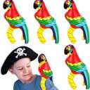 Wettarn 4 Pieces Inflatable Pirate Parrot Shoulder Prop 11 Inches Tall Pet Scarlet Macaw, Pirate Party Decorations for Tropical Party Gift Decoration Costume Accessory