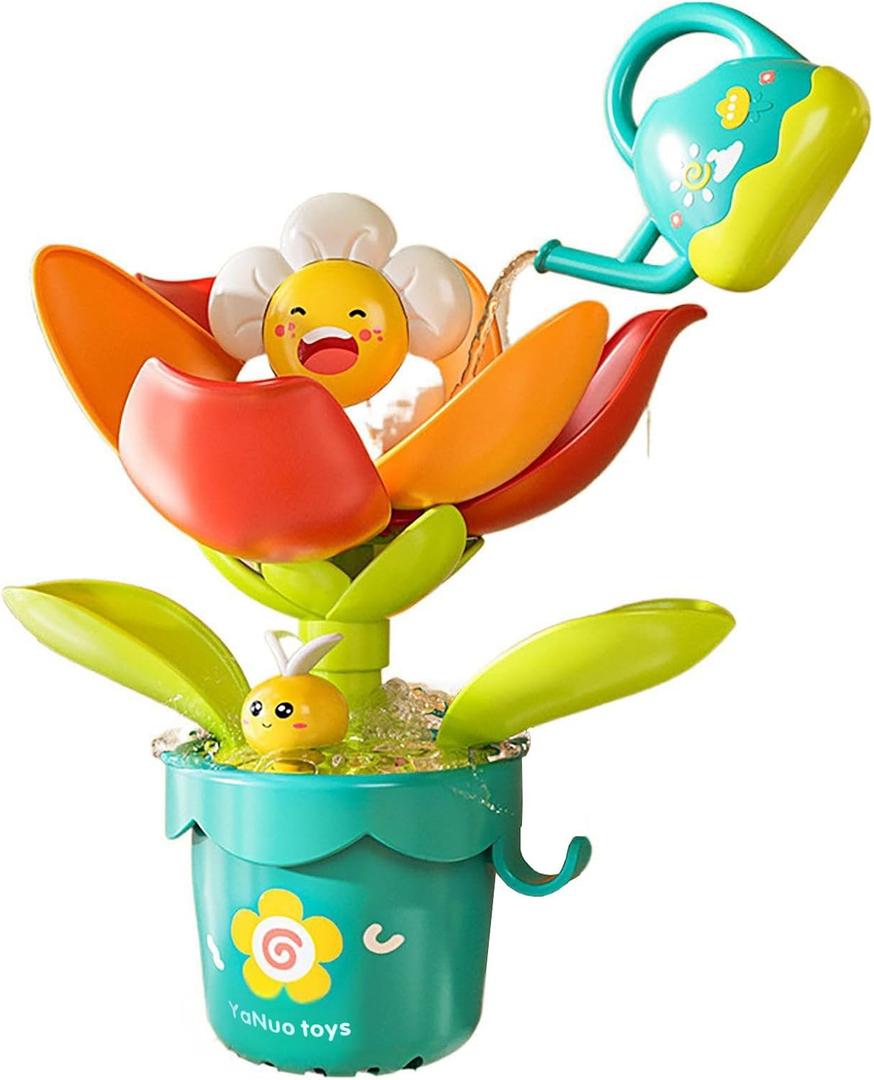 Sprinkler Sunflower Bath Toy, Baby Watering Flowering Toy for Boys and Girls, BPA-Free Tub Water Play Set with Watering Can & Suction Cup, Montessori Bathroom Gift