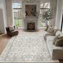 PureCozy 6x9 Blue Floral Area Rug Vintage Farmhouse Style