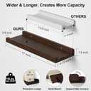 Love-KANKEI Floating Shelves Wall Mounted Set of 2, 17 Inch Rustic Wood Wall Shelves for Storage, Bedroom Living Room Bathroom Kitchen Office and More Dark Walnut