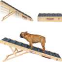 Clikuutory 2025 Upgraded Dog Ramp for Couch, 47.2" Foldable Small Dog Ramp for Bed, 4 Adjustable Height from 14" to 26", Portable Stable Pet Steps with Anti-Slip Carpet for Low Bed Couch Stairs, Wood