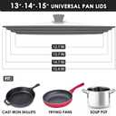 13-14-15 in Universal Pan Lid, Extra Large Silicone Pot Lid for Pots, Pans & Skillets, Replacement Frying Pan Lid with Heat Resistant Silicone Knob, Dishwasher Safe, Grey