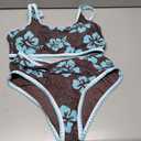 Herseas Women's Bikini Sets Floral Print Whip Stitch 2 Piece Swimsuits High Waisted Scoop Bathing Suits (Brown, L)