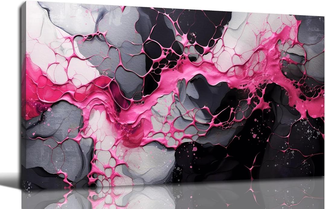 GUGIKA Abstract Wall Art for Living Room, Pink Canvas Wall-Art for Girls Bedroom, Print Paintings, Size 20x40 Inches (40L" x 20W")