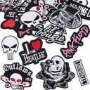 30pcs Random Assorted Cool Punk Embroidered Patches, Sew On/Iron On Patch Applique for Clothing, Jackets, Jeans, Hats, DIY Accessories