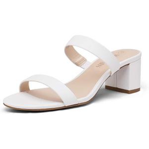 DREAM PAIRS Women's Two Strap Open Toe Low Block Chunky Heels Sandals Dress Pumps Casual Summer Mules Shoes (10)