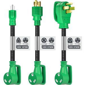 addlon 3-Piece Set RV Power Adapter Cord, 50 Amp to 30 Amp RV Adapter, 30 Amp to 110 Adapter, 14-50P to TT-30R, 5-15P to TT-30R, L14-30P to TT-30R, for RV Camper Caravan Van Trailer, ETL Listed