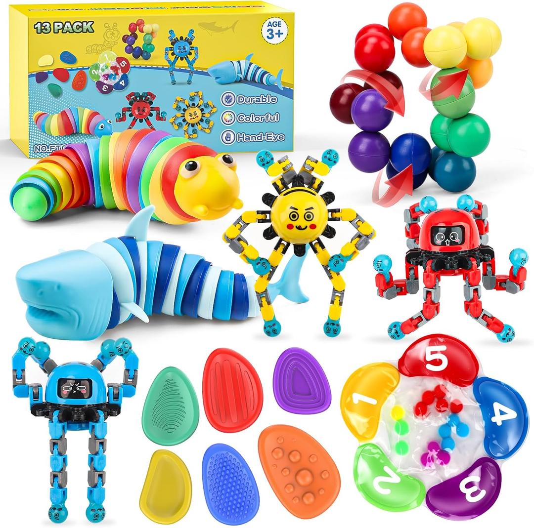 Fidget Sensory Toys for Kids Adults with Autism ADHD: 13 Pack Anxiety Relief Items Toy, Fun Classroom Prize & Travel Toys, Stress Relief Toy Gifts Party Favors for Kids