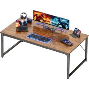 PRAISUN 63 X 29.5 Inch Computer Desk with Deeper Desktop, Gaming Office Writing Work Desk for Home Office, Study, Bedroom, Work from Home, Metal Frame, Rustic Brown