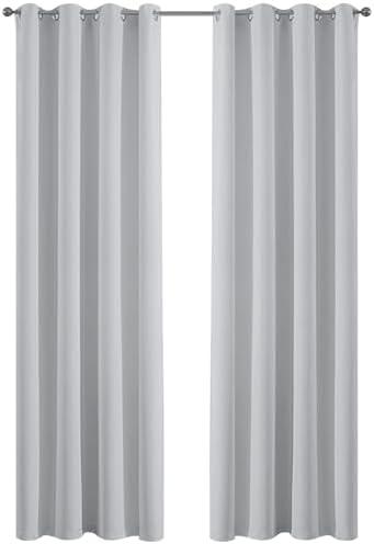 Yakamok Greyish White Curtains for Bedroom,Grommet Thermal Insulated Room Darkening Curtains for Living Room, 37' 84 ,2 Panels